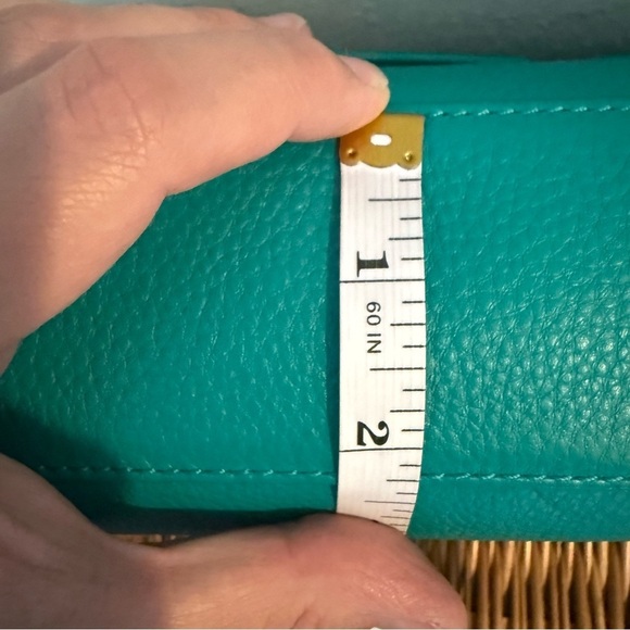 Talbots Green Pebble Leather Crossbody Handbag Purse Anchor Coastal Colorful - Picture 12 of 13